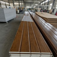 Panneau sandwich ignifuge B1 à grain de bois, revêtement composite métallique à trois couches pour façade murale extérieure