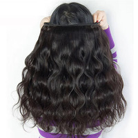 Rambut Manusia Gelombang Alami Warna Natural, Bundel Rambut Manusia Murni yang Dapat Disisipkan, Bundel Ekstensi Rambut Remy Tersedia untuk Wanita