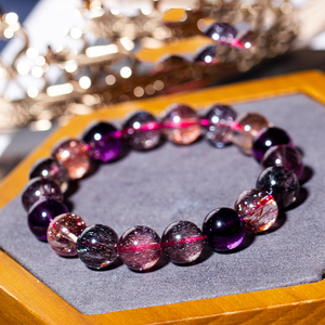 Natural Super Seven Crystal <strong>Beaded</strong> <strong>Bracelet</strong> for Kids Cute Cartoon-Style Sea Vein Stone Tourmaline Red Vein <strong>Bracelet</strong> - Product Image 4