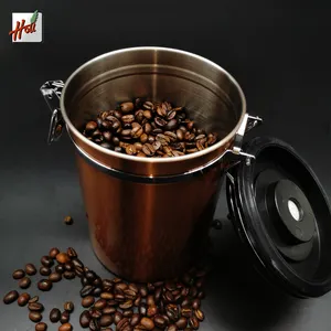 卸売 瓶鋼バー-HOUコーヒーキャニスター、気密コーヒー豆容器ステンレス鋼キッチン食品貯蔵容器