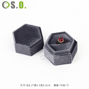Hexagonal Velvet Jewelry Ring Box In Multiple Colors Custom Logo Available For Gemstone Diamond Engagement Rings Wholesale - Product Image 6