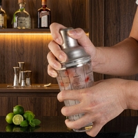Ensemble de shakers manuels créatifs en acier inoxydable pour la maison, shaker à cocktail en verre avec échelle, accessoires de cuisine, 4 pièces/ensemble