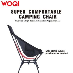 Silla plegable Woqi de aleación de aluminio con respaldo alto, negra, ajustable, para senderismo, viajes, pesca y uso en el jardín. - Product Image 2