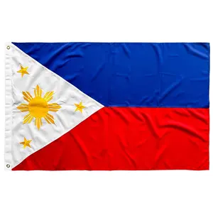 Grosir murah bendera nasional Filipina 150-90Cm kain poliester bordir bendera Filipina