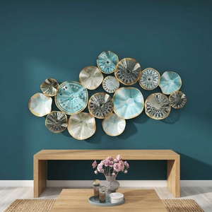 Round Metal <b>Wall</b> <b>Panels</b> Modern Geometric Sculpture 3D Overlapping <b>Wall</b> Art for Living Room Bedroom Hotel Office Decor - Product Image 1
