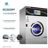 Laveuse-sécheuse combinée 22 kg, multilingue (anglais, thaï), avec programme de désinfection et paiement par carte à puce