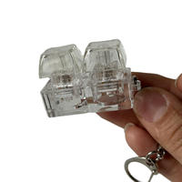 Alat Uji Tombol Keyboard Transparan 1/5 LED, Mainan Pereda Stres, Gantungan Kunci Fidget DIY, Gadget Ujung Jari, Clicker Dekompresi