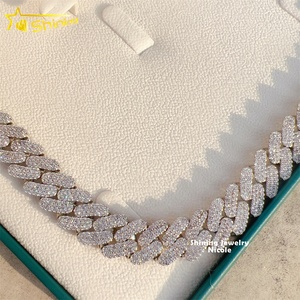 Heren Sieraden Hiphop Iced 16Mm 925 Zilver Wit Goud Miami Cubaanse Schakel Ketting Luxe Moissanite Cubaanse Ketting - Product Image 3