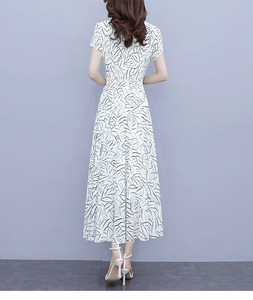 Nuovo Arrivo 2023: <span class=keywords><strong>Abito</strong></span> Lungo Estivo da Donna in Chiffon <span class=keywords><strong>Bianco</strong></span> con Stampa Floreale Tie-Dye, Stile Vintage e <span class=keywords><strong>Taglie</strong></span> Plus-Size - Product Image 3
