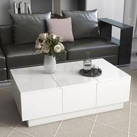 Table basse multifonctionnelle avec compartiment de rangement Table centrale haute brillance avec dessus coulissant pour le salon
