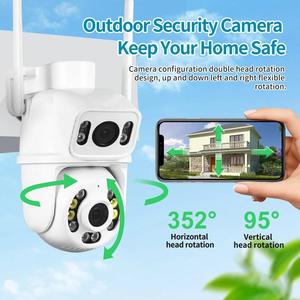 Icsee ống kính kép không dây 6MP HD an ninh <span class=keywords><strong>ip</strong></span> camera ngoài trời Wifi PTZ Màn hình kép tự động theo dõi ccrv Camera giám sát - Product Image 2