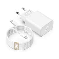 Chargeur de bureau USB C 20W PD3.0 Chargeur mural 20W Adaptateur rapide Type C avec câble USB C 2M 60W pour Apple IPhone16/15/Plus/Ipad