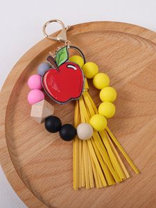 Pulsera de cuentas de silicona más vendida, colgante de cuentas de madera, llavero de acrílico con dibujos animados, colgante para bolso, llavero - Product Image 3
