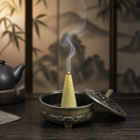 Brûleur d'encens miniature créatif en alliage de zinc, ornement de décoration intérieure, insert d'encens printemps/automne pour chambre à coucher, bureau, aromathérapie