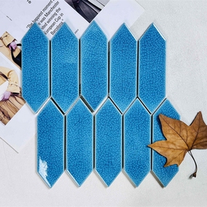Azulejos de pared de mosaico de cerámica agrietada azul-verde de estilo europeo sólido para baño cocina <span class=keywords><strong>Hotel</strong></span> Clubhouse pared de fondo - Product Image 4
