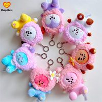 Porte-clés en peluche Kawaii BT, fleur rose, vêtement, pendentif animal en peluche mignon, accessoires de sac, cadeau pour fans