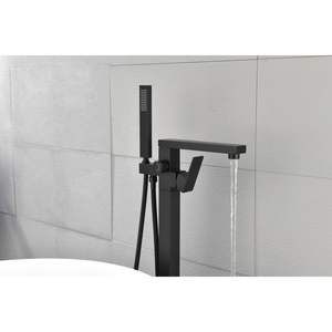 Grifo de Bañera Independiente Negro Mate de 37.6 Pulgadas con Montaje en Suelo y Ducha de Mano de Chorro Suave para Apartamentos - Product Image 5