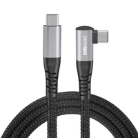 Kabel USB Type C ke Type C In-Mold PD 3.1 5A 240W Pengisi Daya Cepat Kabel Nilon Tahan Lama Sudut Kanan 90 Derajat untuk Macbook
