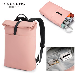 Kingsons Casual Daily Commuter <b>Backpack</b> 20-35L Expandable Capacity Unisex Laptop Bag Solid Color Eco Friendly - Product Image 4