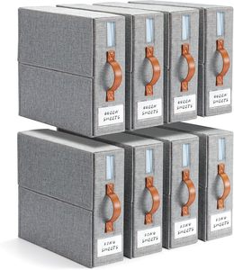 4 Pack Bed Sheet Organizers <b>Storage</b> <b>Foldable</b> Bedding Organizer Bins for Linen Closet Sheets Set Folder Keeper with Window - Product Image 5