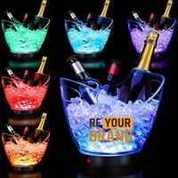 Seau à glace lumineux LED de qualité commerciale avec logo personnalisé, refroidisseur de champagne et de vin, unité de refroidissement de boissons pour fêtes et événements
