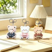 Porte-clés en peluche douce Ourson Mignon, Pendentif de Sac Portable, Accessoire Décoratif de Vêtement, Poupée de Dessin Animé Assortie