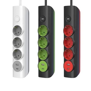 Plug sockets 3 pin EU AU US UK DE FR standard extension socket Colorful Multiple Power Strip with USB