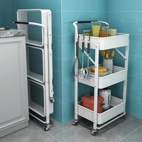 Chariot pliable robuste Joyings avec roues verrouillables et chariot de rangement en métal à 3 niveaux pour garde-manger et salle de bain