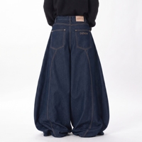 DiZNEW Jeans Oversize Homme Indigo Foncé Brut Silhouette Ballon Coutures Courbes Jambe Extrêmement Large Denim Personnalisé OEM