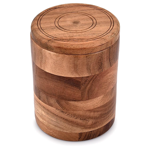 Sıcak satış akasya ahşap yuvarlak ahşap depolama kavanoz kahve teneke saklama kutusu ev için kapaklı - Product Image 2