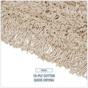 Boardwalk 36 In. X 3 In. Tête de balai à poussière en coton blanc avec panier en plastique rotatif à 360 degrés et design rectangulaire - Product Image 3