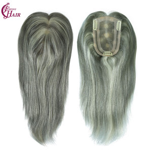 FH all'ingrosso 4x6cm europei Remy Human Hair Topper da <span class=keywords><strong>donna</strong></span> grigio Mono Base Topper <span class=keywords><strong>donna</strong></span> aggiungere Volume <span class=keywords><strong>capelli</strong></span> pezzo di parrucchino - Product Image 4