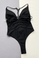 Vente en gros de maillots de bain Bandage dos nu maillot de bain une pièce pour femmes Sxey col en V profond noir maillots de bain Monokini carnaval