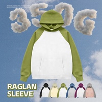 INFLATION 350G Patchwork Colorblock Sweat À Capuche Hommes Personnalisé OEM Raglan Manches Polaire Streetwear À Capuche