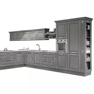 Modern fiber cupboard shaker style Factory direct manufacture supplier with sink PVC kitchen cabinets