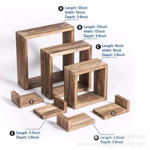 Solid Wood Wall Mounted Floating <b>Shelf</b> Rectangle Durable Storage <b>Rack</b> For Bathroom Living Room - Product Image 4