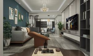 Soporte de TV LCD de madera moderno para sala de estar <span class=keywords><strong>IMK</strong></span>, con gabinetes de almacenamiento, gabinetes de TV de pared - Product Image 5