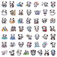 50 autocollants adhésifs mignons de panda pour la décoration de téléphones portables, ordinateurs et gobelets, autocollants de dessin animé imperméables