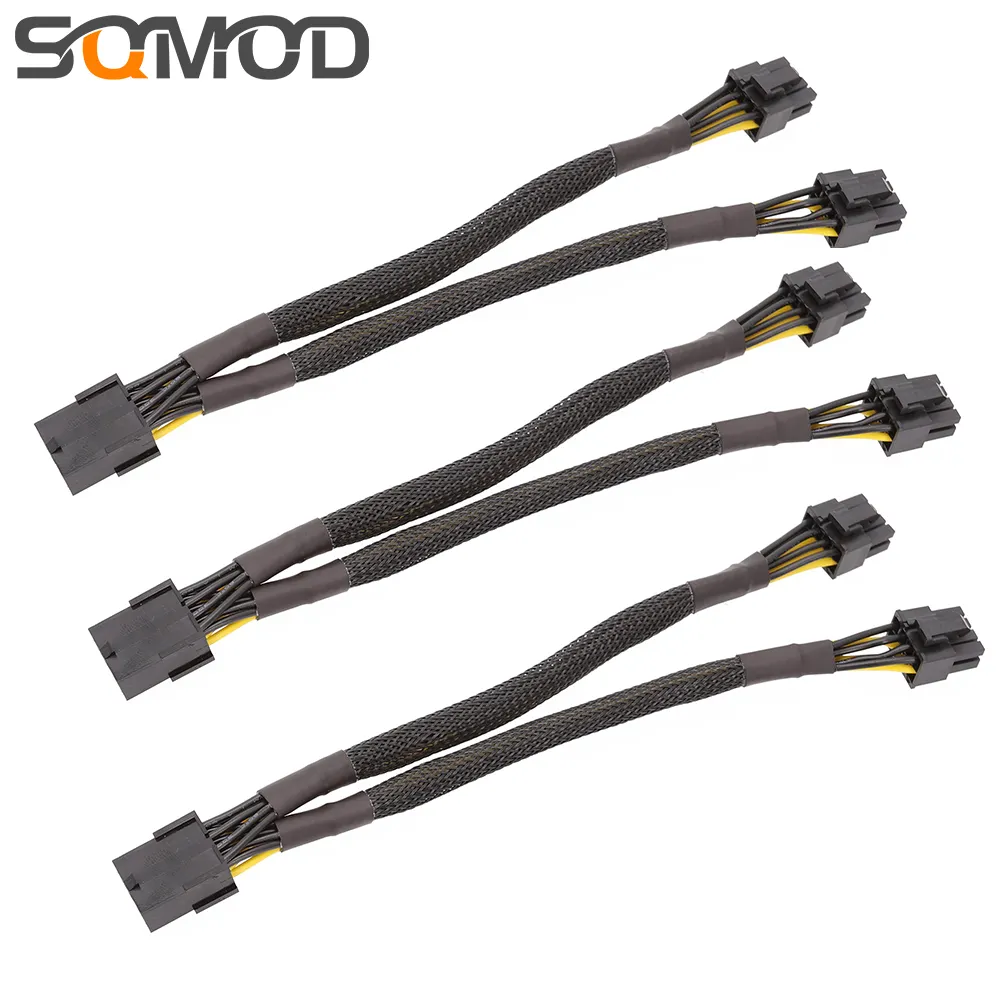 GPU PCIe 8 Pin Female To Dual 2X 8 Pin 6+2 Male PCI Express Graphics Card Power Adapter Braided Extension Splitter Cable 20cm