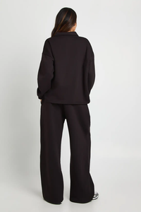 Women's <strong>Maternity</strong> Collared Button Down Sweatshirt &amp; Wide Leg Tracksuit Breathable Autumn Wear Lounge Wear - Product Image 4