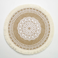 Sets de table ronds élégants en jute tressé, faits à la main, avec pompons, style nordique