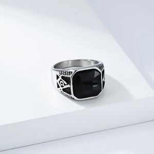 Anillo masónico de cristal para hombre, joyería de moda única transfronteriza, de alta gama y nicho, para el dedo índice, de la Hermandad AG - Product Image 4