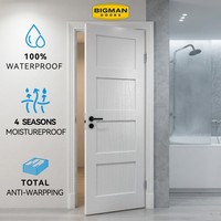Porte intérieure américaine pré-assemblée en bois massif blanc à quatre panneaux, style Shaker, en contreplaqué étanche pour salle de bain