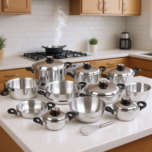 Bộ nồi chảo inox 304 phẫu thuật, không cần nước, không cần dầu, 18 món, viền rộng, dùng được với bếp từ - Product Image 1