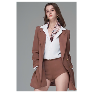 Nuevo diseño 2024 Blazer para mujer 2 bolsillos camisa chaqueta tela de alta calidad personalizada Enzo & Leo Vietnam Factory - Product Image 1