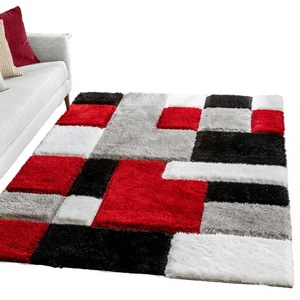 Alfombra 3D de pelo alto, geométrica, de poliéster, hecha a mano y tallada a mano, de lujo, gris y amarilla, para el hogar - Product Image 3