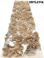 Dentelle brodée de tulle perlée bleu marine de luxe avec fleurs 3D de qualité supérieure et sequins pour robes de mariée des Philippines