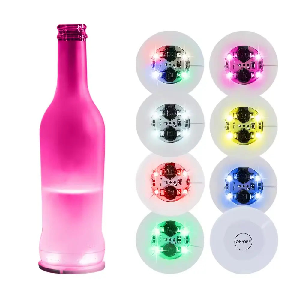 Adesivo di vendita calda all'ingrosso LED Bottle Light Sticker Bar Coaster adesivo lampeggiante forniture per feste LED Bottle Lights EVA Coaster