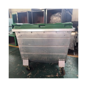 Poubelle extérieure en acier galvanisé résistante de rue conteneur de déchets mobile de chariot à grande capacité 1100 litres - Product Image 4