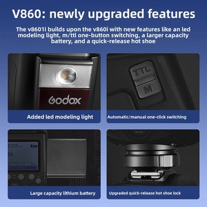 Flash <span class=keywords><strong>Godox</strong></span> V860III de troisième génération pour appareils photo, synchronisation haute vitesse, prise de vue en extérieur, griffe porte-accessoire, batterie lithium intégrée - Product Image 3